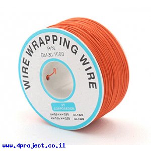 חוט WireWrap חד גידי - AWG30 - כתום - 250 מטר