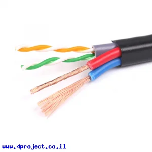 כבל עם 2 זוגות שזורים + 2x0.5mm2 - לפי מטר