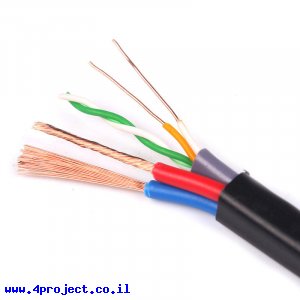 כבל עם 2 זוגות שזורים + 2x1.0mm2 - לפי מטר