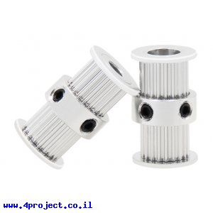גלגלת רצועת תזמון GT2 6mm כפולה לציר 5 מ"מ - 20 שיניים
