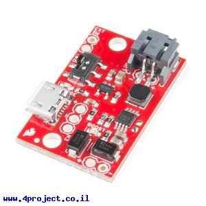 מטען סוללות LiPoly תא אחד + ממיר מתח 5V/1A