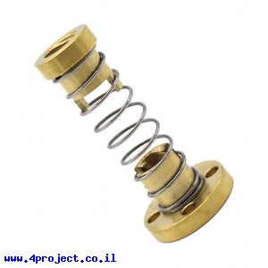 אום לבורג הנעה 8mm, תנועה של 2 מ"מ לסיבוב - קפיץ למניעת backlash (סין)