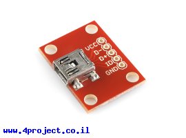 תמונה של מוצר כרטיסון עם מחבר USB MiniB נקבה - SparkFun