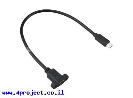 תמונה של מוצר כבל USB להתקנה על פנל - USB-C נקבה ל-USB-C זכר - 30 ס"מ