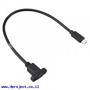 כבל USB להתקנה על פנל - USB-C נקבה ל-USB-C זכר - 30 ס"מ