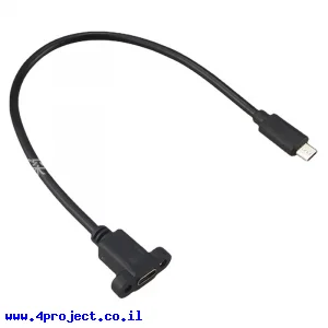 כבל USB להתקנה על פנל - USB-C נקבה ל-USB-C זכר - 30 ס"מ