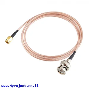 כבל מתאם BNC זכר ל-SMA זכר - 1 מטר, RG136