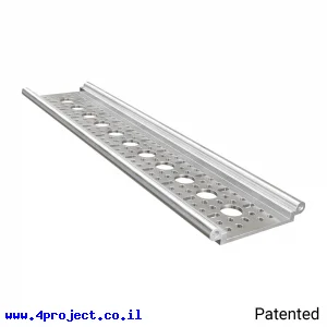פרופיל אלומיניום Rail-Channel סדרה 1122 - אורך 288 מ"מ, 11 חורים