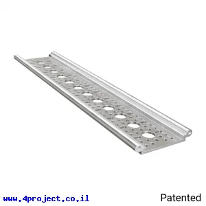 פרופיל אלומיניום Rail-Channel סדרה 1122 - אורך 312 מ"מ, 12 חורים