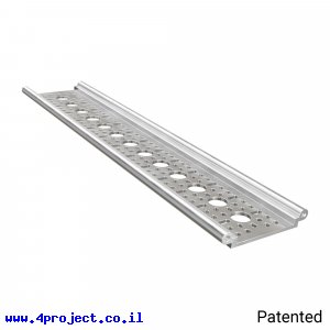 פרופיל אלומיניום Rail-Channel סדרה 1122 - אורך 336 מ"מ, 13 חורים