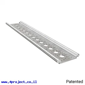פרופיל אלומיניום Rail-Channel סדרה 1122 - אורך 336 מ"מ, 13 חורים