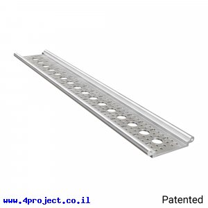 פרופיל אלומיניום Rail-Channel סדרה 1122 - אורך 408 מ"מ, 16 חורים