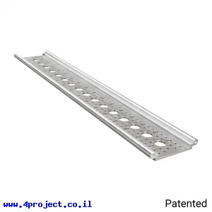 פרופיל אלומיניום Rail-Channel סדרה 1122 - אורך 408 מ"מ, 16 חורים