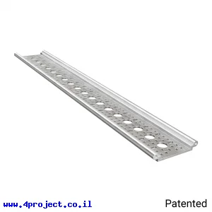 פרופיל אלומיניום Rail-Channel סדרה 1122 - אורך 456 מ"מ, 18 חורים
