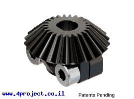 תמונה של מוצר גלגל שיניים מתהדק Miter MOD1 לציר בצורת D של 6 מ"מ, 45 מעלות, פלדה - 24 שיניים