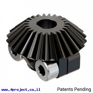 גלגל שיניים מתהדק Miter MOD1 לציר בצורת D של 6 מ"מ, 45 מעלות, פלדה - 24 שיניים