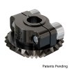 גלגל שיניים מתהדק Miter MOD1 לציר בצורת D של 6 מ"מ, 45 מעלות, פלדה - 24 שיניים