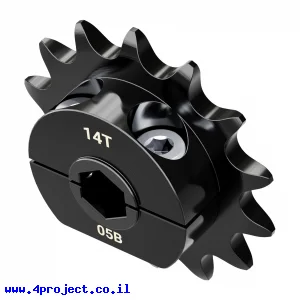 גלגל שיניים מתהדק לשרשרת 8mm, לציר 8 מ"מ בצורת REX, פלדה - 14 שיניים