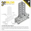 חיבור תמיכת זווית 90 מעלות, חור 1 עם הברגה - חבילה של 12