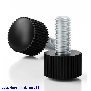 בורג מתכת M4x10mm עם ידית עגולה 15.5 מ"מ