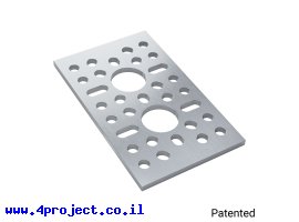 תמונה של מוצר לוח מחורר תבנית goBILDA, מידות 43x72 מ"מ, 1x2 חורים, אלומיניום