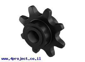 תמונה של מוצר גלגל שיניים לשרשרת 8mm, סיבוב חופשי על ציר 6 מ"מ, פלסטיק - 8 שיניים, חבילה של 2