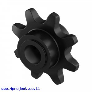גלגל שיניים לשרשרת 8mm, סיבוב חופשי על ציר 6 מ"מ, פלסטיק - 8 שיניים, חבילה של 2