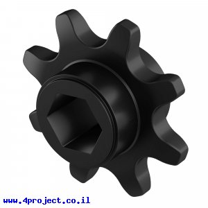גלגל שיניים לשרשרת 8mm, לציר 8 מ"מ בצורת REX, פלסטיק - 8 שיניים, חבילה של 2