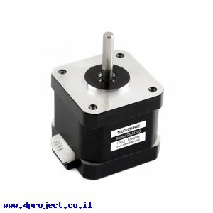 מנוע צעד 200 צעדים, 42.3x40 מ"מ, 4.08V/1.7A - מחבר JST