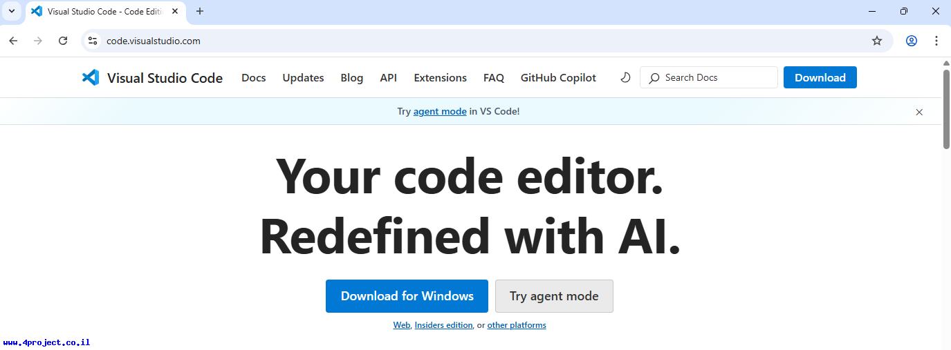 "עמוד התקנה של VSCode"
