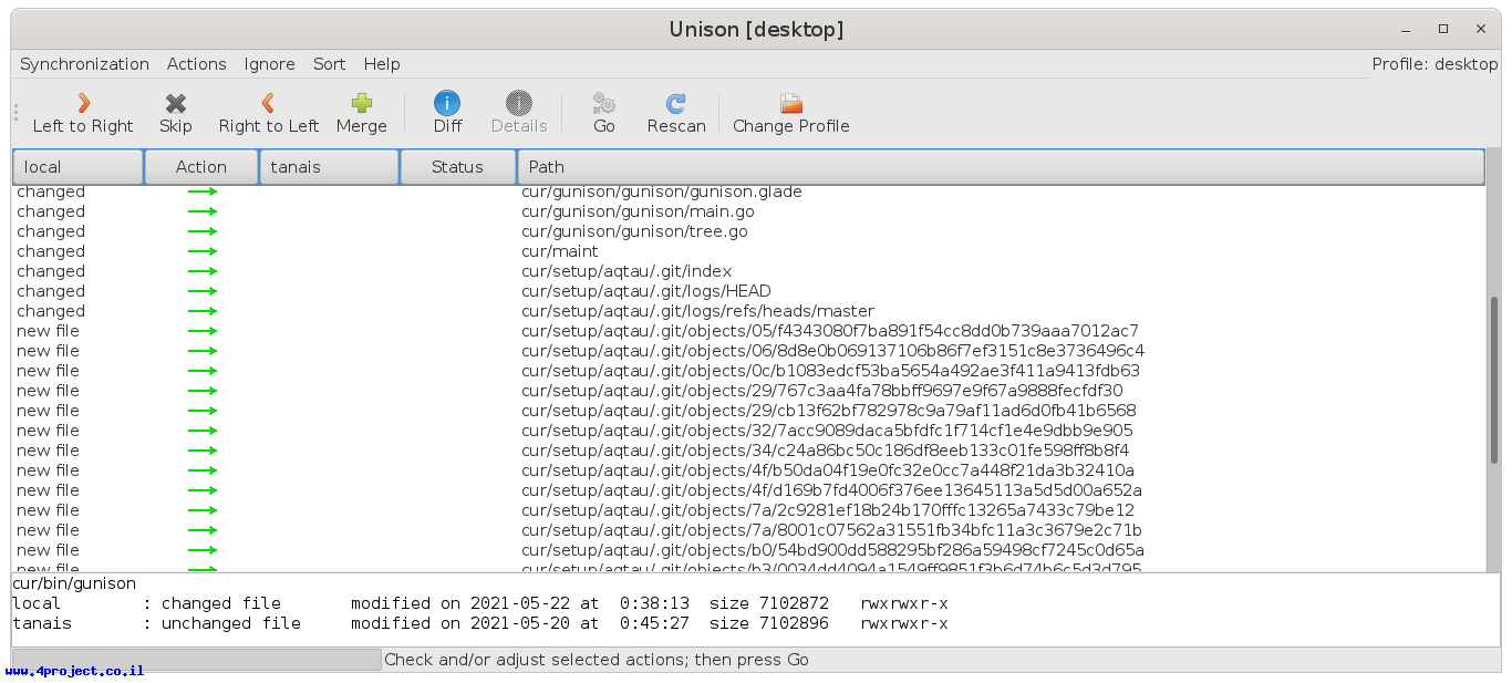 "ממשק GUI של unison"