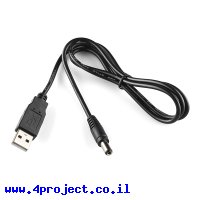 כבל USB A ל-מחבר חשמל 5.5x2.1 מ"מ