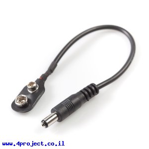 מחבר 9V למחבר חשמל עגול 5.5x2.1 מ"מ - איכותי