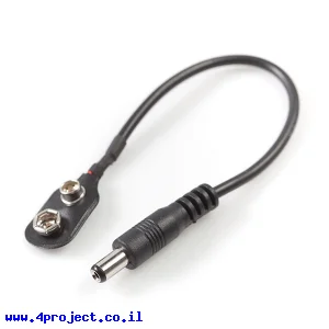 מחבר 9V למחבר חשמל עגול 5.5x2.1 מ"מ - איכותי