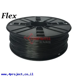 פלסטיק למדפסת תלת-מימד - שחור - TPU גמיש 1.75mm