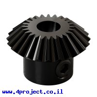 גלגל שיניים Miter MOD0.8 לציר 6 מ"מ, 45 מעלות, פלדה - 24 שיניים