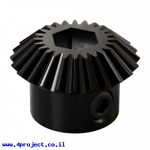 גלגל שיניים Miter MOD0.8 לציר REX 8 מ"מ, 45 מעלות, פלדה - 24 שיניים