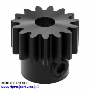 גלגל שיניים MOD0.8 לציר 4 מ"מ עגול, פלדה - 15 שיניים