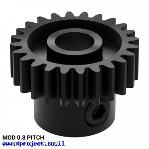 גלגל שיניים MOD0.8 לציר 1/4" עגול, פלדה - 24 שיניים