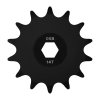 גלגל שיניים לשרשרת 8mm, לציר 8 מ"מ בצורת REX, פלדה - 14 שיניים