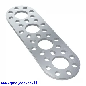 לוח מחורר תבנית goBILDA מעוגל, מידות 32x104 מ"מ, 1x4 חורים, אלומיניום