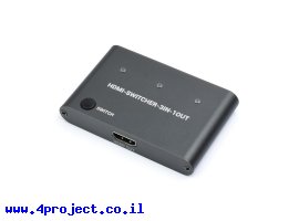 תמונה של מוצר מרבב HDMI 4K, מיתוג בין 3 כניסות ליציאה אחת
