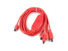 תמונה של מוצר כבל USB של 4 ראשים - עם HUB, חיבור USB-C בצד המחשב