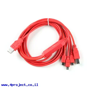 כבל USB של 4 ראשים - עם HUB, חיבור USB-A בצד המחשב