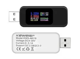 תמונה של מוצר מד מתח/זרם/הספק בחיבור USB - דגם MX18