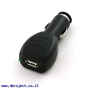 מתאם מתח למכונית 5V/650mA - חיבור USB