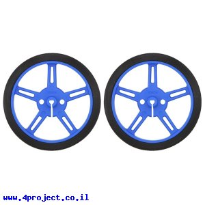 גלגל 60x8 מ"מ כחול לציר D בקוטר 3 מ"מ - ערכה של 2