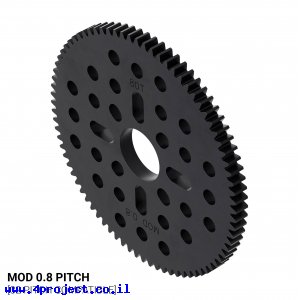 גלגל שיניים MOD0.8, ציר 14 מ"מ, פלסטיק - 80 שיניים