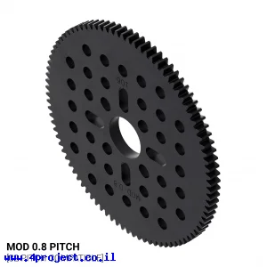 גלגל שיניים MOD0.8, ציר 14 מ"מ, פלסטיק - 90 שיניים