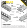 פרופיל אלומיניום goBILDA נמוך מיני סדרה 1143 - אורך 360 מ"מ, 14 חורים